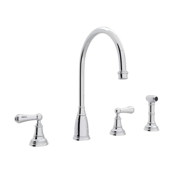 ROHL Georgian Era Double Handle Standard Kitchen Faucet in Polished Chrome