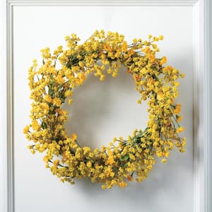 24 in. Artificial Yellow Wildflower Bush Wreath