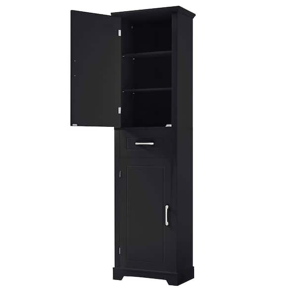 Runesay 15 in. W x 15 in. D x 61 in. H Black Linen Cabinet