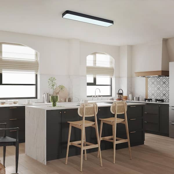 aiwen 35.43 in. 46-Watt Modern Black Rectangle Integrated LED