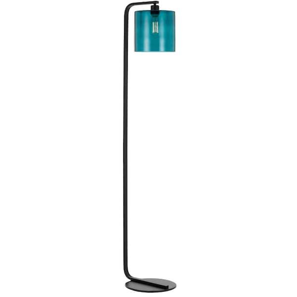 Af Lighting Lowell 60 5 In Black Floor Lamp With Teal Glass Globe 9116 Fl The Home Depot