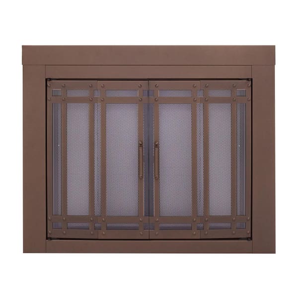 Aerin Small Burnished Bronze Glass Fireplace Doors