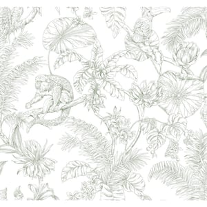 Tropical Sketch Toile Forest Wallpaper Roll