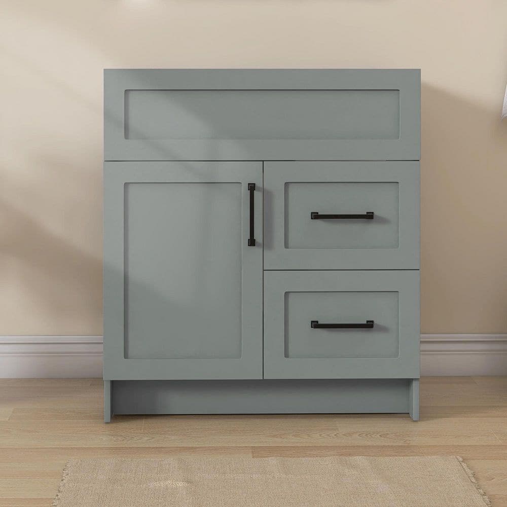 30 in. MDF Bath Vanity Cabinet without Top in Sky Grey Unassembled with 2-Right Drawers and 1-Left Door Soft Closing price history on PriceWatchPro