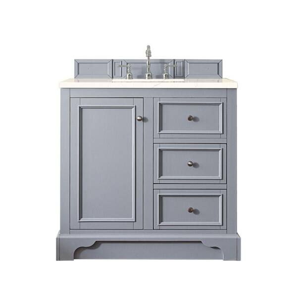 James Martin Vanities De Soto 37.3 in. W x 23.5 in. D x 36.3 in. H Bath Vanity in Silver Gray with Eternal Marfil Quartz Top