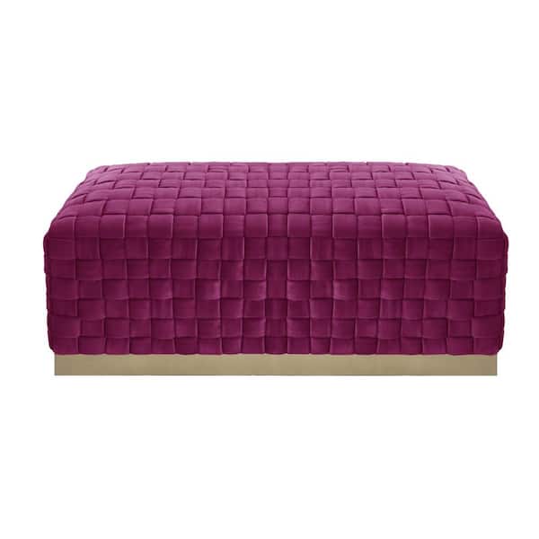 HomeRoots Amelia Fuchsia 39.7 in. Velvet Bedroom Bench Backless Upholstered
