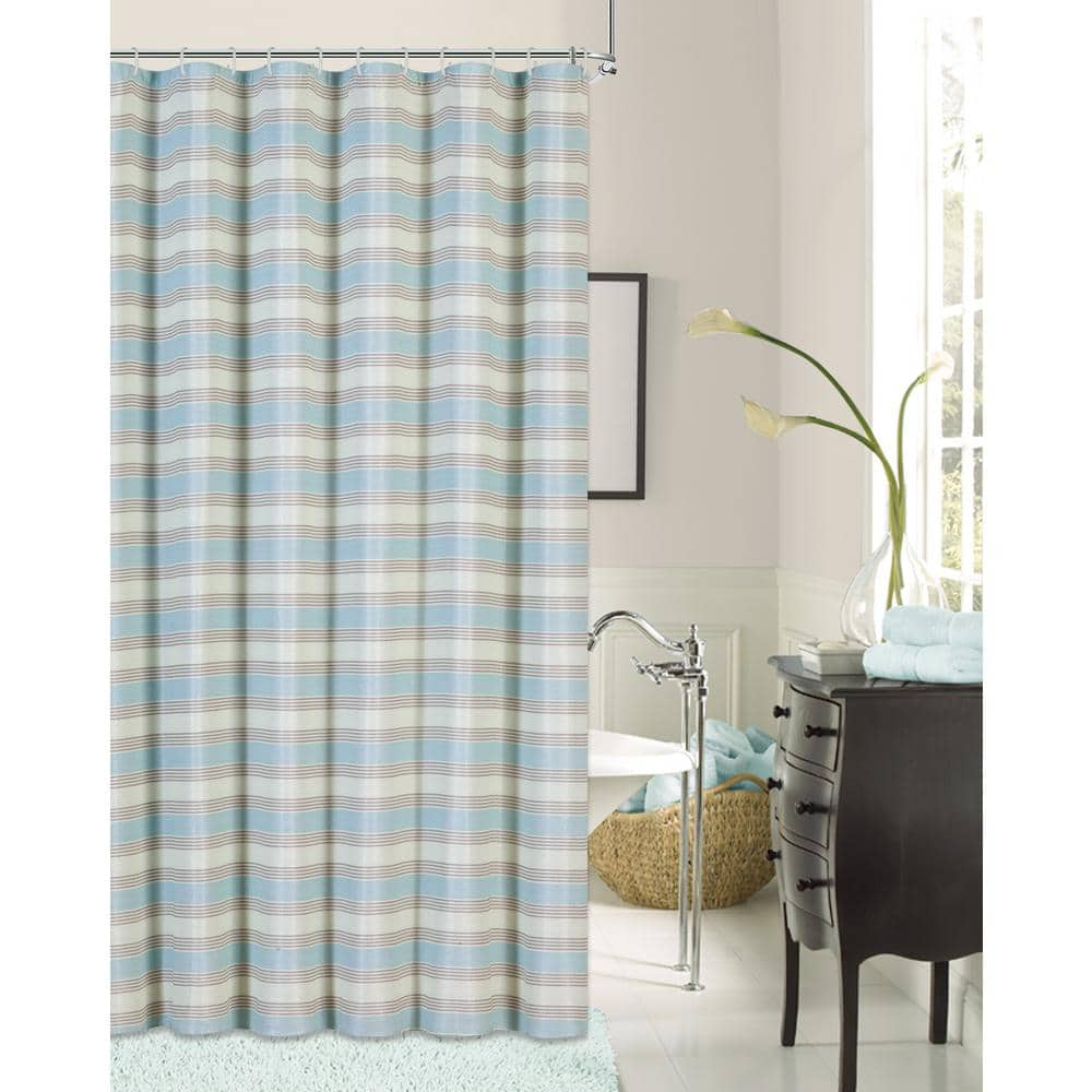 Dainty Home Blended Silk 72 In Seafoam Green Stripe Fabric Shower Curtain Bsscsf The Home Depot