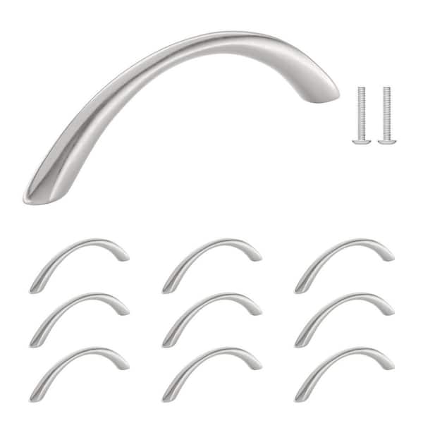 (10-Pack) Utopia Collection 3 3/4 in. (96 mm) Modern Brushed Nickel Cabinet Arch Pull