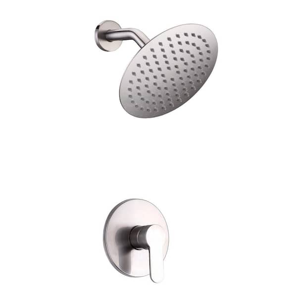 Modern Single-Handle 1-Spray Shower Faucet 1.8 GPM with Adjustable Flow Rate in Brushed Nickel (Valve Included)
