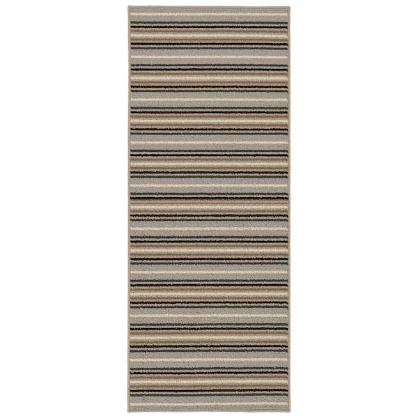 Garland Rug Nantucket Mutlicolor Earth Tone 2 ft. x 5 ft. Stripe Rectangle Runner Rug