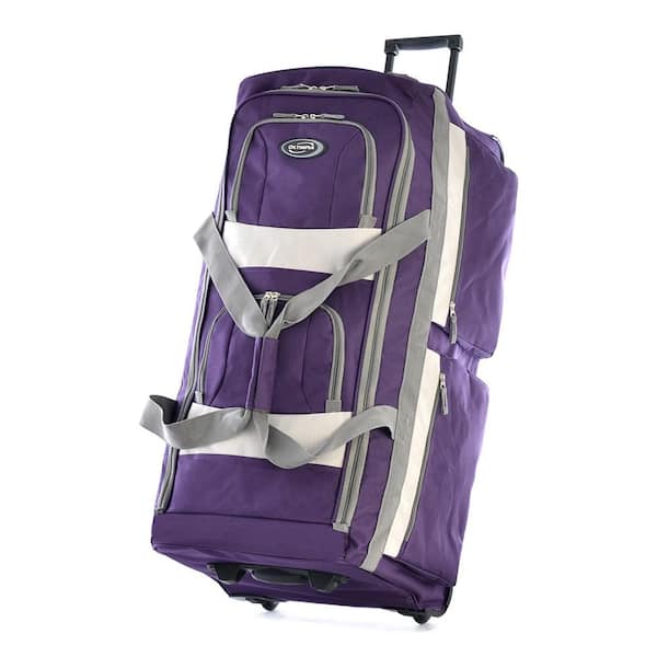 OLYMPIA 29 in. Dark Lavender 8 Pocket U Shape Rolling Duffel Bag with Handle