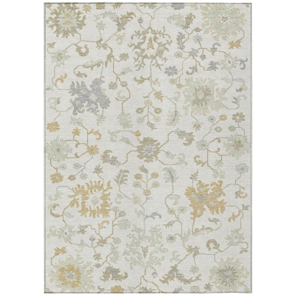 Chantille Machine Washable Indoor/Outdoor Abstract ACN1854 Ivory 8 ft. x 10 ft. Accent Rug