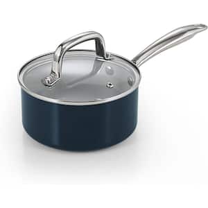 3 qt. Hard Anodized Aluminum Non-Stick Healthy Ceramic Small Saucepan, Blue