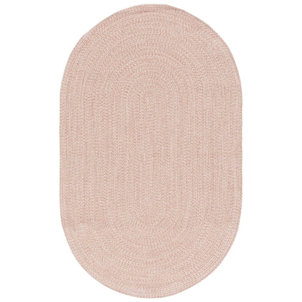Braided Natural 8 ft. x 10 ft. Machine Washable Concentric Woven Oval Area Rug