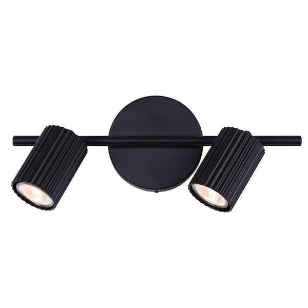 CANARM Rexton 2 ft. Matte Black Halogen Wall Mounted Hard Wired Track Lighting Kit with Cylinder Head