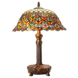 20 in. Peacock Brown/Multicolored Table Lamp
