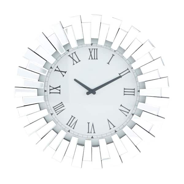 Radial Metal Sunburst Diamonds Wall Clock Luxury Silent Modern
