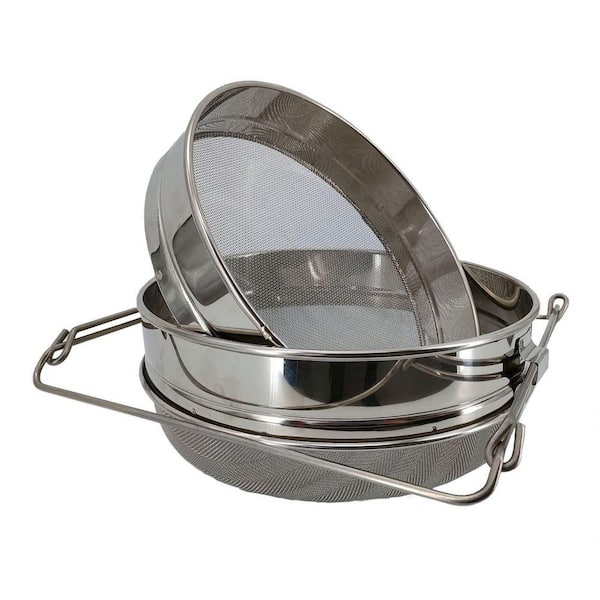 Stainless Steel Double Sieve Honey Strainer with Extendable Arms for 5 Gal. Bucket Honey Purification