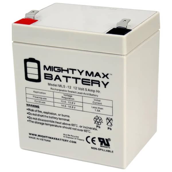 Mighty Max Battery 12V 5Ah F2 SLA Replacement Battery for LiftMaster Chamberlain 485lm - 2 Pack