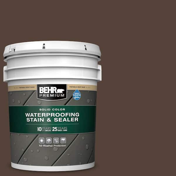 5 gal. #PFC-25 Dark Walnut Solid Color Waterproofing Exterior Wood Stain and Sealer