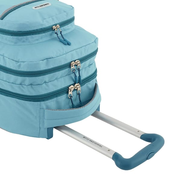 Travelers Club 20 in. AQUA BLUE 2-SECTION ROLLING BACKPACK with