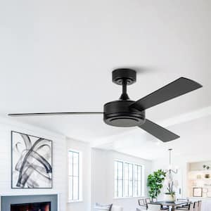 52 in. Indoor Matte Black 6-Speed Ceiling Fan with Remote Control and Reversible Motor