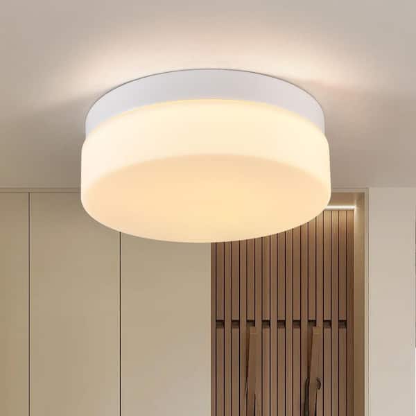12 in. 1-Light Modern White LED Flush Mount Ceiling Light Fixture with 3-Color Temperature Adjustable