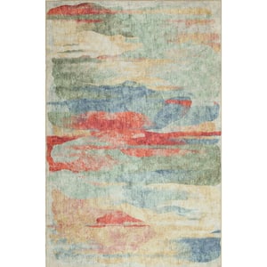 Cayetana Ivory 9 ft. x 12 ft. Modern Abstract Machine Washable Area Rug