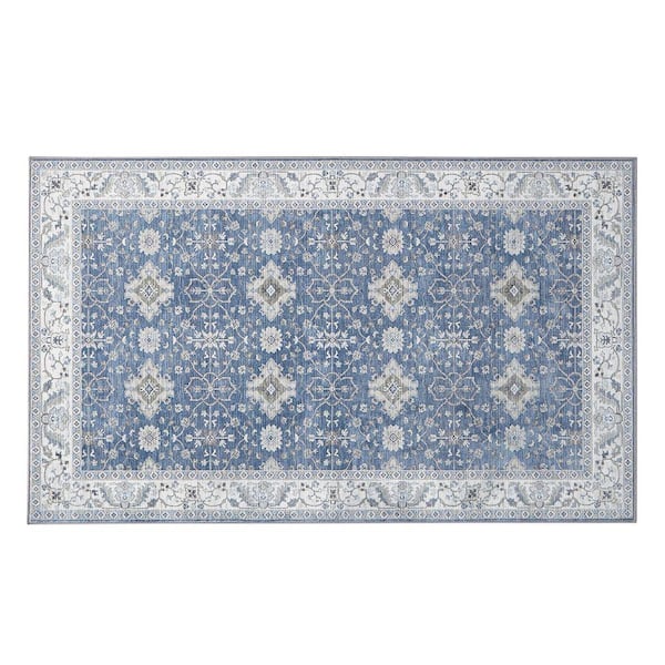 Willa Blue/Taupe 3 ft. x 5 ft. Woven Geometric Polyester Accent Rug