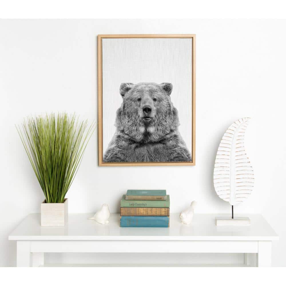 18" x 24" Natural Framed Bear Canvas Print