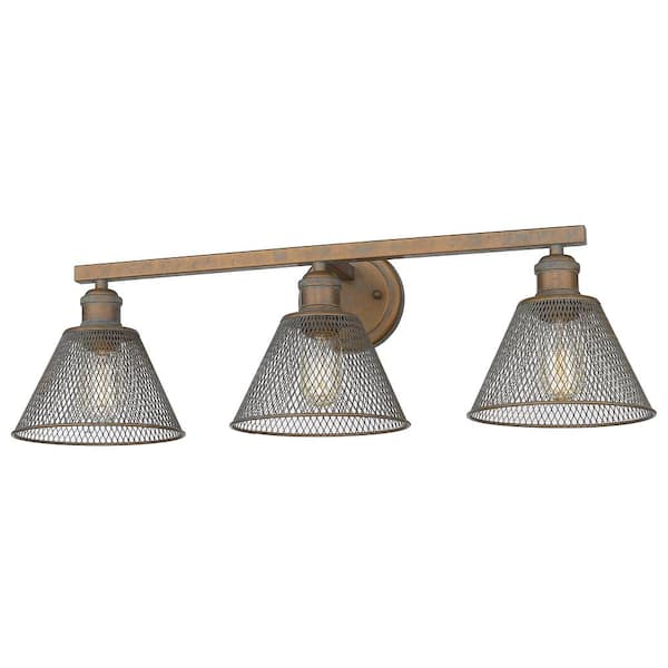 Golden Lighting Carver 27.5 in. 3-Light Copper Patina Bath Vanity Lighting