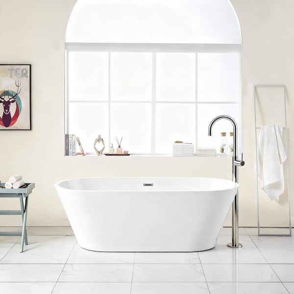 Freestanding 67 in. x 31.5 in. Soaking Bathtub with Center Drain in Gloss Finish