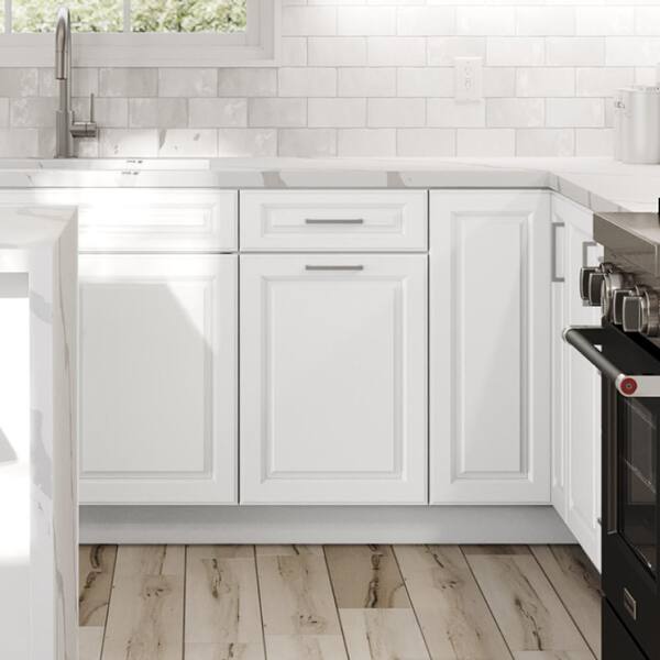 Hampton Bay Designer Series Elgin Assembled 36x34.5x23.75 in. Pots and Pans Drawer Base Kitchen Cabinet in White