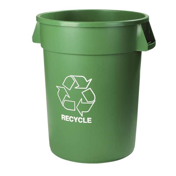 Carlisle Bronco 32 Gal. Round Lidless Green Recycling Trash Can (4-Pack)