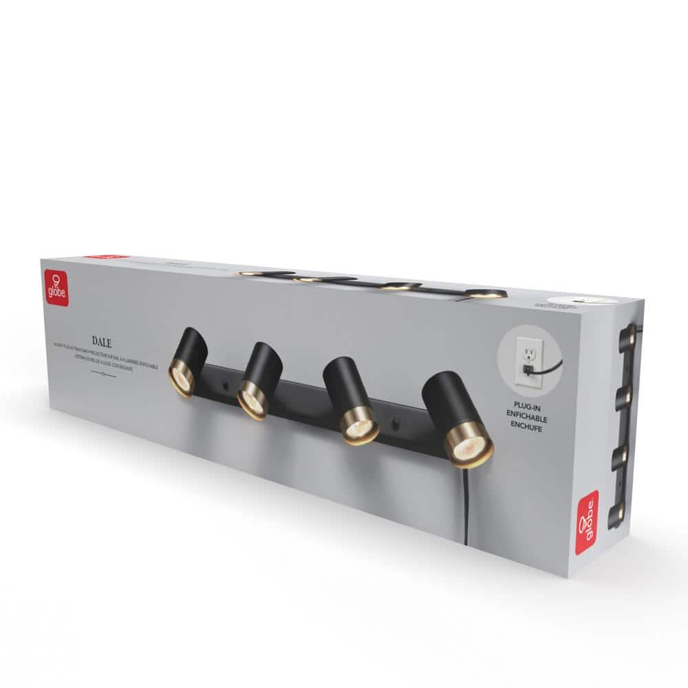 Matte Black 22'' 4-Light Plug-In Track Lighting Kit