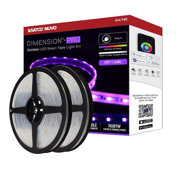 Dimension Pro Outdoor 64 ft. Plug-In 68W Dimmable IP65 Color Changing and Tunable White Integrated LED Strip Light Tape