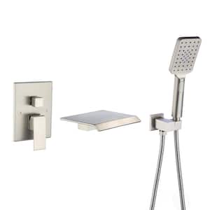 Mondawell Waterfall Single-Handle 3-Spray High Pressure Tub and Shower Faucet in Brushed Nickel Valve Included