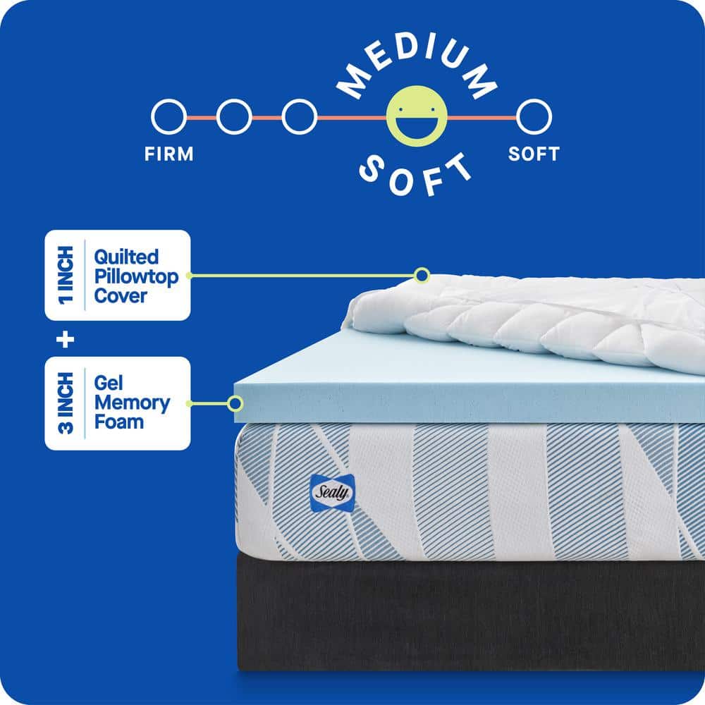 Sealy Twin Gel Memory Foam Mattress Topper with Quilted Cooling Cover