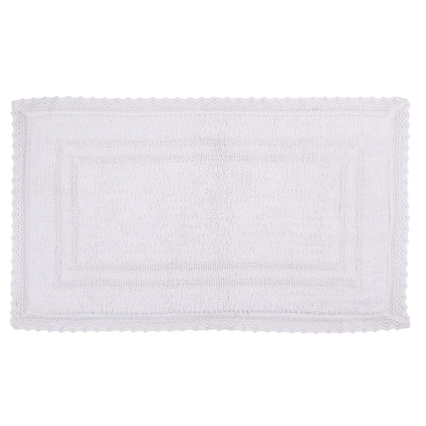Opulent Reversible 100% Cotton Bath Rug Set, 24x40 Rectangle, White