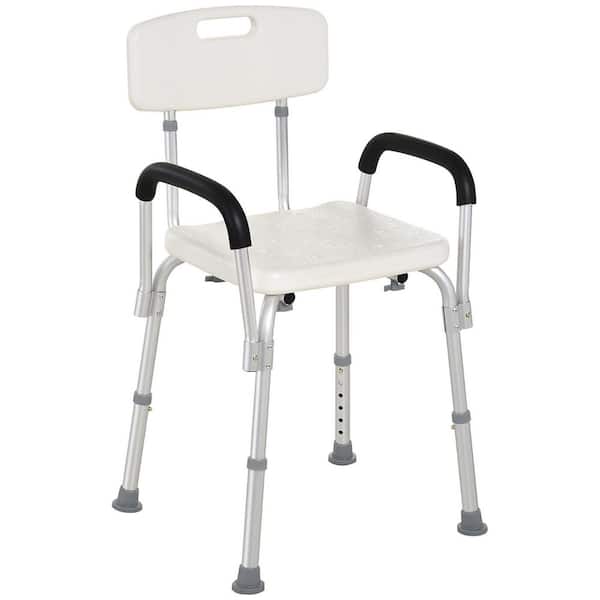 18.5 in. W Free-standing Medical Adjustable Walk In Shower Seat with Detachable Armrests in White