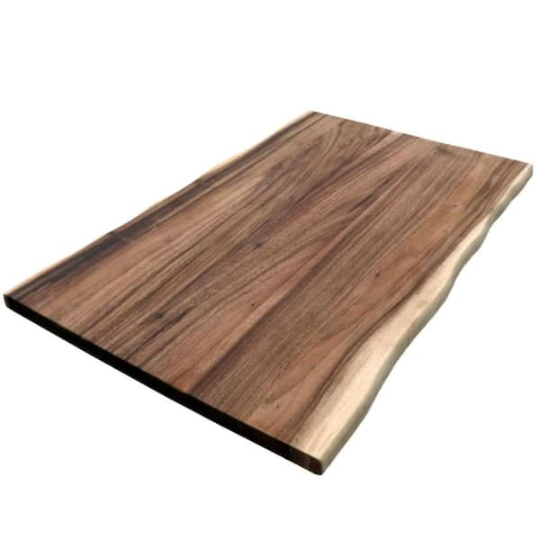 HARDWOOD REFLECTIONS 42 in. L x 42 in. D Unfinished Saman Solid Wood Butcher Block Island Countertop With Live Edge