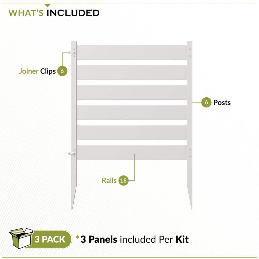 Maui 2-ft White Vinyl Square-Top Garden Fence Panels