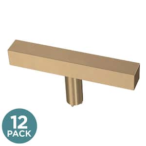 Square Bar Knobsble 3 in. (76 mm) Modern Champagne Bronze Cabinet Knobs (12-Pack)
