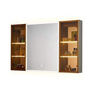 48 in. W x 30 in. H LED Large Rectangular Gold Aluminum Alloy Surface Mount Medicine Cabinet with Defogger, Dimmer