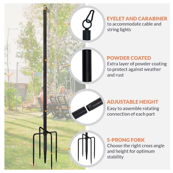 Outdoor String Light Pole 9 Foot heavy Duty 