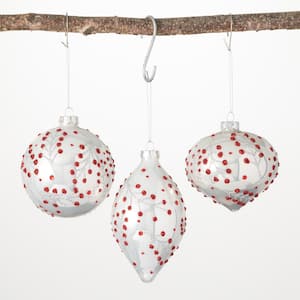 4 in. 4 in. and 6 in. Holly Berry Ornament - Set of 3, Red Christmas Ornaments