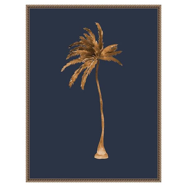 Amanti Art "Golden Palm IIII" by Urban Road 1-Piece Floater Frame Giclee Abstract Canvas Art Print 30 in. x 23 in.