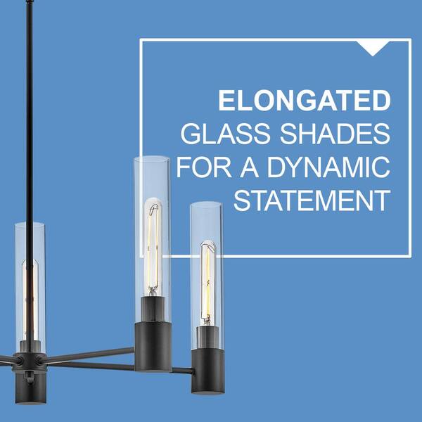 LARK - Shea 5-Light Black Tubed Chandelier