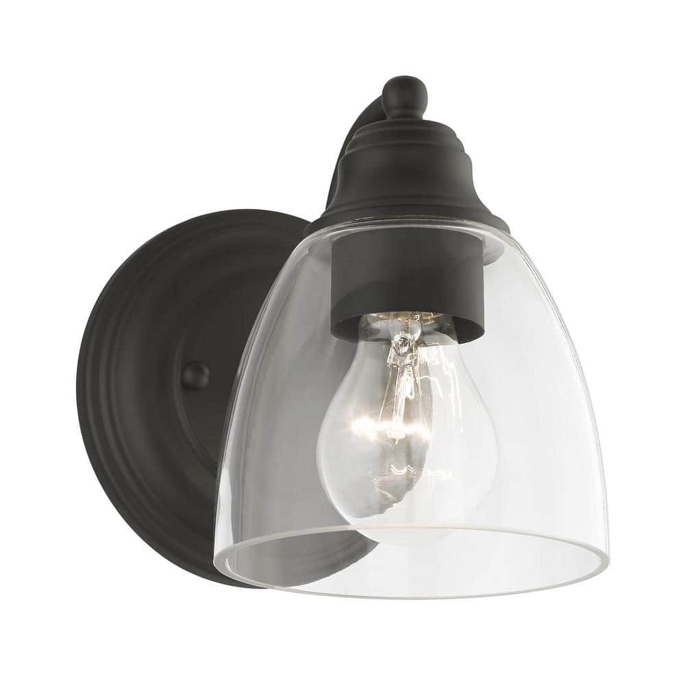 Black Hand Blown Glass 1-Light Vanity Sconce