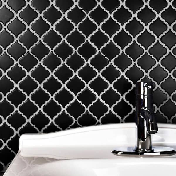 Hudson Tangier Matte Black 12 in. x 12 in. Porcelain Floor and Wall Mosaic Tile (11.0 sq. ft./Case)